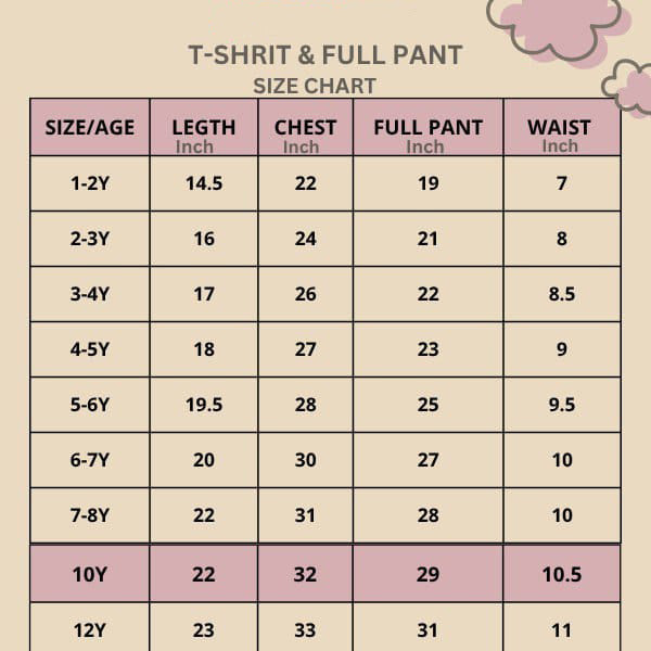 Kidoria Black Pearl Bow Print Shirt & Pants 2pcs Set For Baby Girl (1yrs-12yrs)