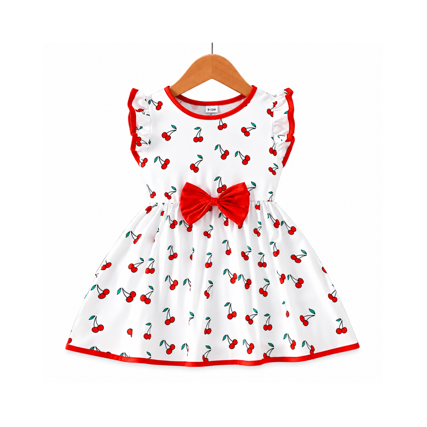 Baby Girls’ Sweet Cherry Print Flutter Sleeve Dress (2yrs-8yrs)0190