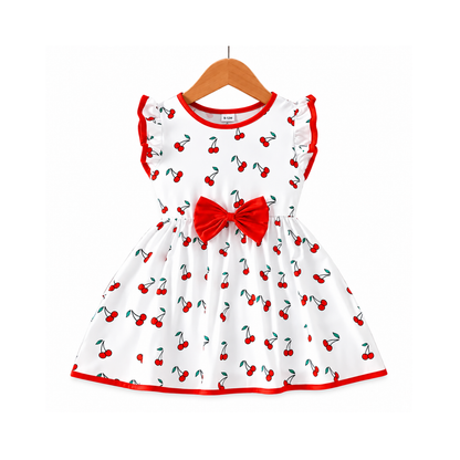 Baby Girls’ Sweet Cherry Print Flutter Sleeve Dress (2yrs-8yrs)0190
