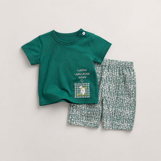 Boy Green T-Shirt & Matching Shorts 2Pcs Set (3mths-6yrs)-0065
