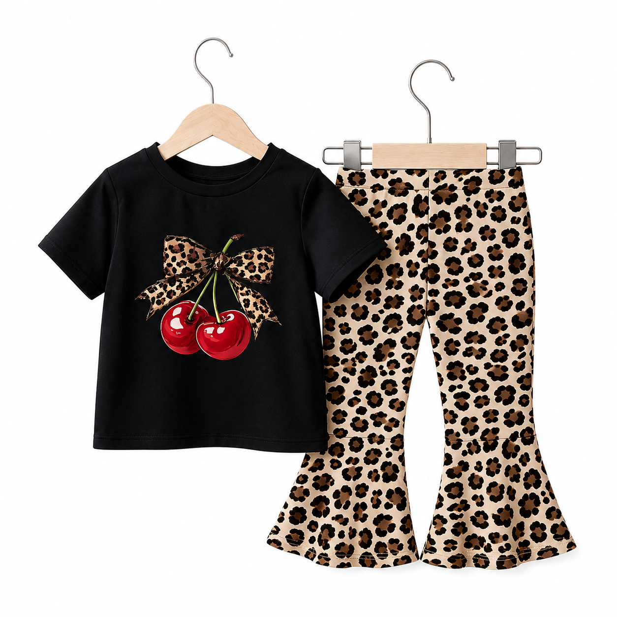 Girls Red & White Striped T-Shirt with Wide Leg Pants 2-Piece Set (2yrs-12yrs)-0177