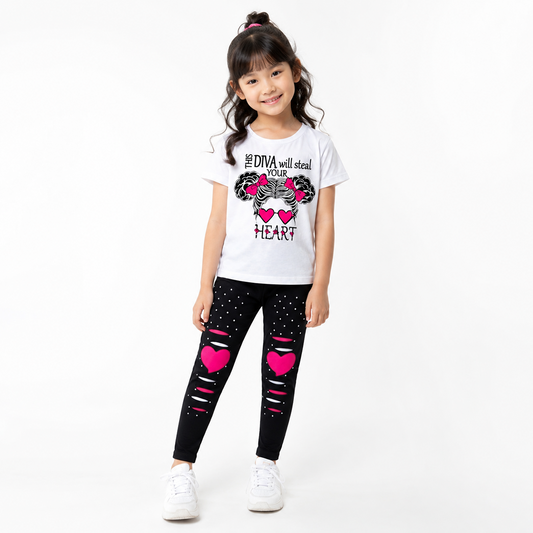 Baby & Kids 2pcs  Printed T-shirt & Full Pant(3mths-12yrs)-0060