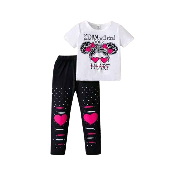 Baby & Kids 2pcs  Printed T-shirt & Full Pant(3mths-12yrs)
