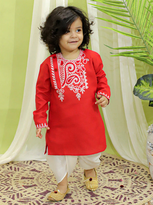 Kids Embroidered Kurta with Dhoti for Boys- Rad