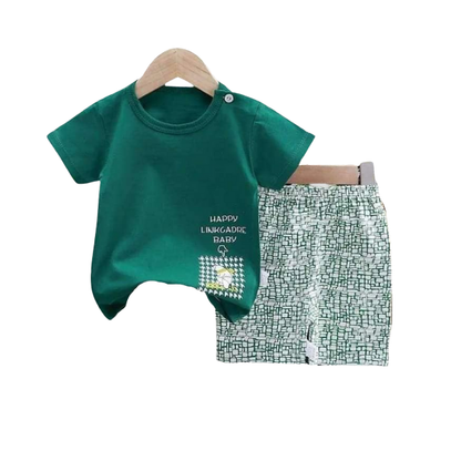 Boy Green T-Shirt & Matching Shorts 2Pcs Set (3mths-6yrs)