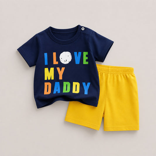 Baby & Kids  Navy Blue Cartoon  Printed T-shirt Set (3mths-6yrs)-0151
