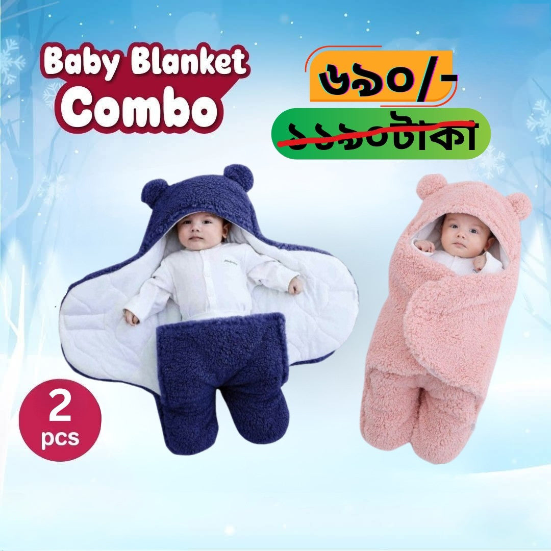 Baby Blanket 2Pcs Combo ( Pink+Blue )