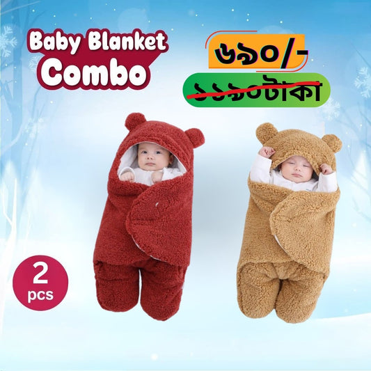 Baby Blanket 2Pcs Combo ( Rad+Blue )
