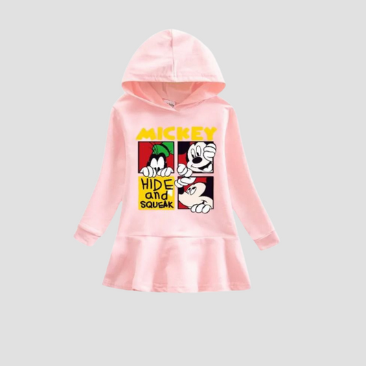 Baby & Kids Winter Printed Grils Long Hoddie(1yrs-6yrs)