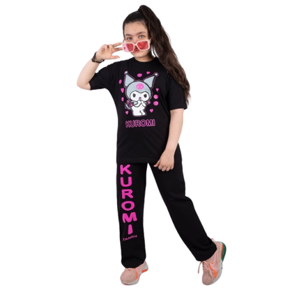 Baby & Kids 2pcs Kuromi  Printed T-shirt  & Full Pant (1yrs-8yrs)