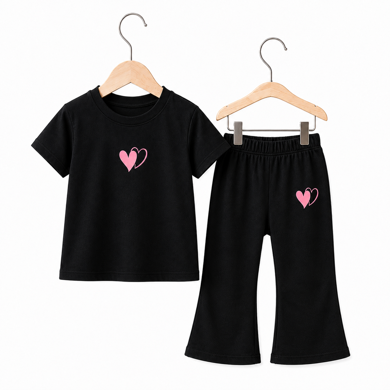 Girls Black Color T-Shirt with Flared Pants Set (3mths-12yrs)-0166