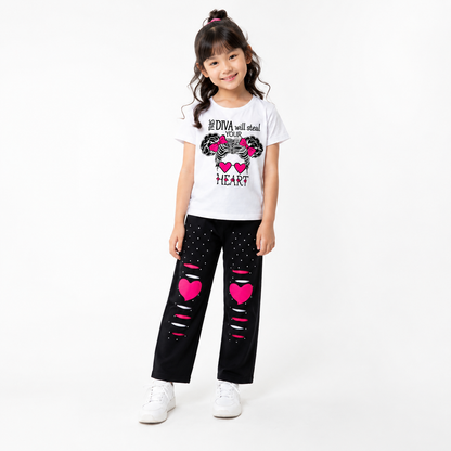 Baby & Kids 2pcs  Printed T-shirt & Full Pant(3mths-12yrs)-0060
