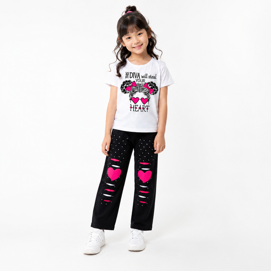 Baby & Kids 2pcs  Printed T-shirt & Full Pant(3mths-12yrs)-0060