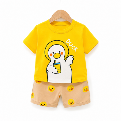 Baby Boys & Girls Duck Printed T-Shirt with Matching Shorts 2pcs Set (3mths-6yrs)-0091