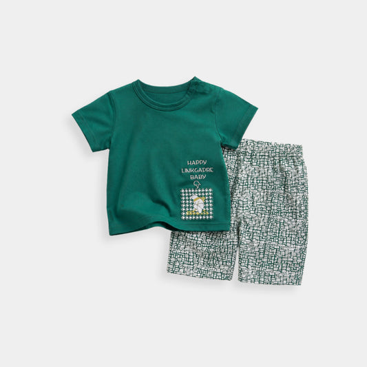 Boy Green T-Shirt & Matching Shorts 2Pcs Set (3mths-6yrs)-0065
