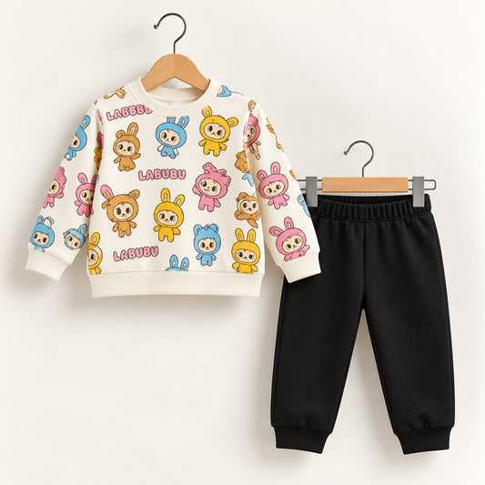 Kids Labubu Printed Winter Sweatshirt and Joggers Set (3M-8yrs)