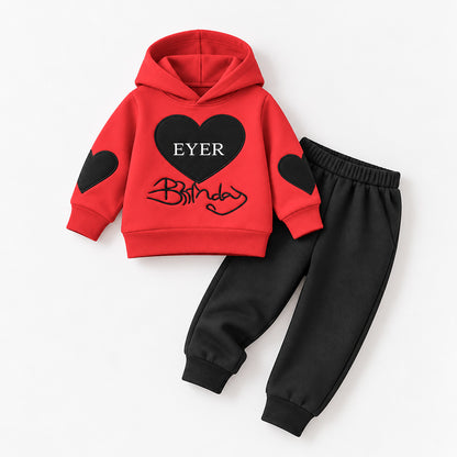 Red Birthday Heart Hoodie Joggers & Set (3M-8yrs)