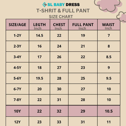 Baby & Kids 2pcs Printed T-shirt & Full Pant (1yrs-12yrs)