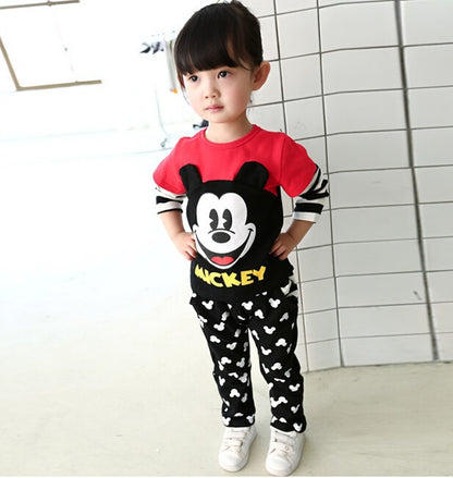 Kidoria Mickey Mouse Printed Red T-Shirt & Black Trouser Set For Boys & Girls 2pcs