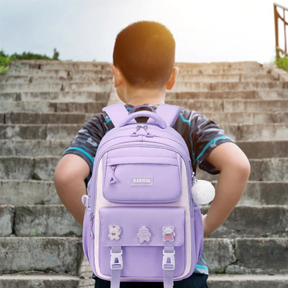 Kids Waterproof Primary Schoolbag School Bag (Purple)