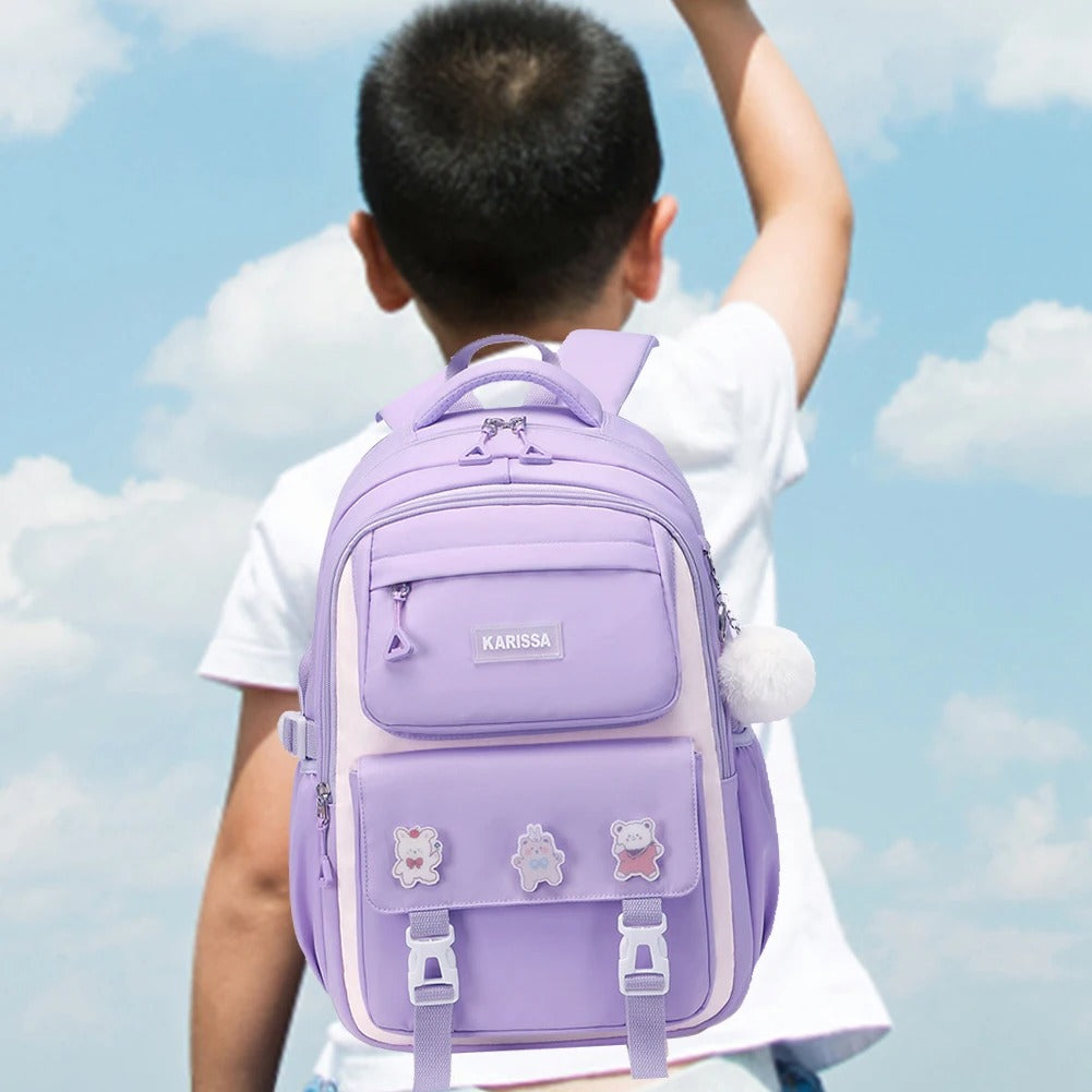 Kids Waterproof Primary Schoolbag School Bag (Purple)