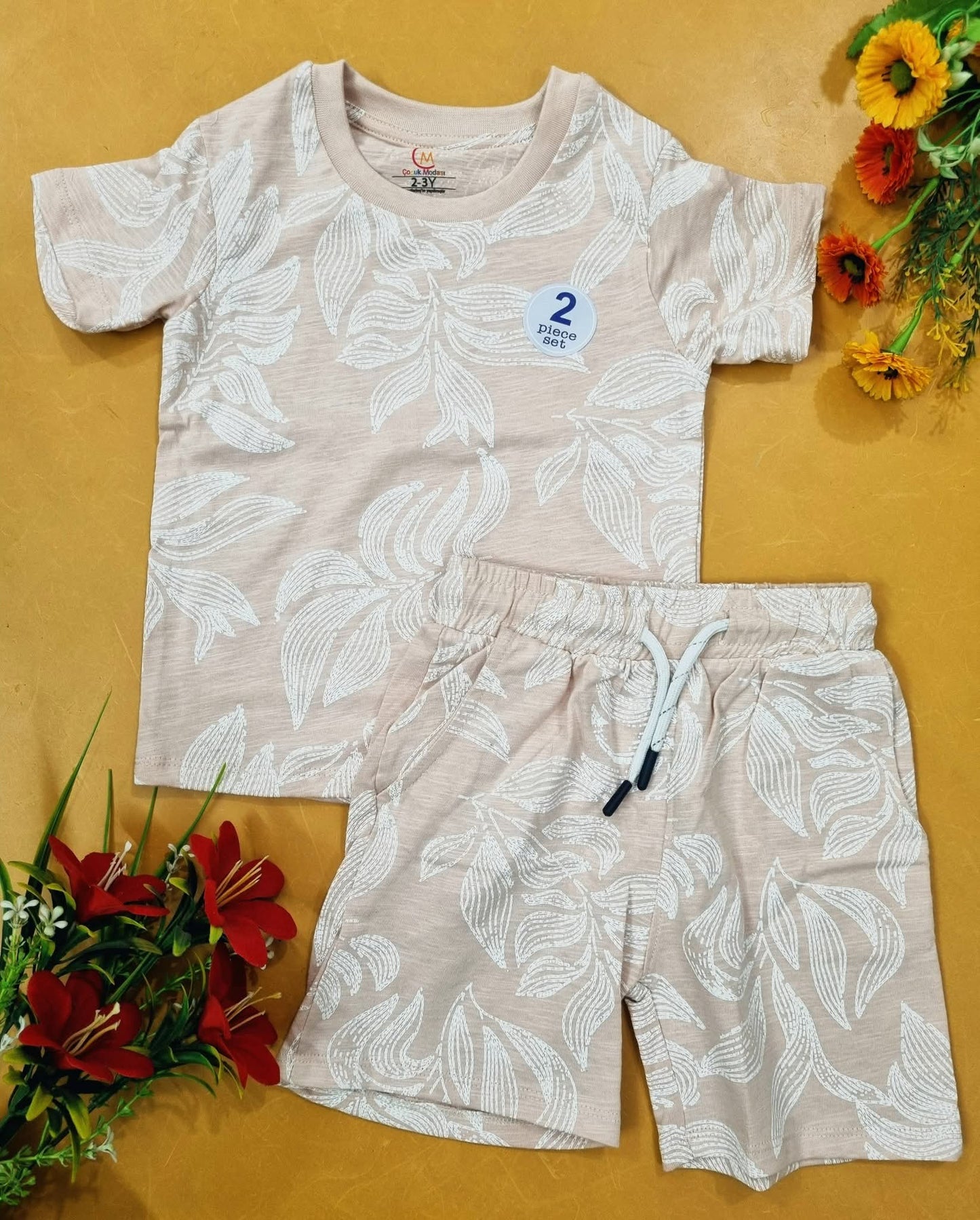 Boys & Girls Printed T-shirt & Pant 5Pcs Combo Set 002