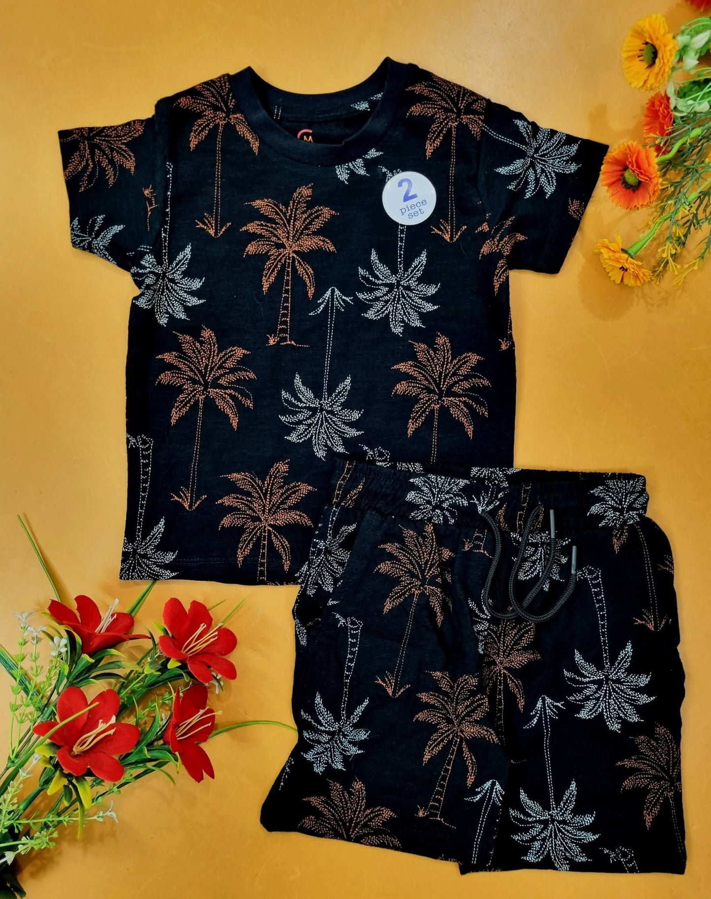 Boys & Girls Printed T-shirt & Pant 5Pcs Combo Set 002