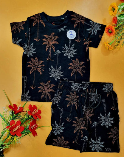 Boys & Girls Printed T-shirt & Pant 5Pcs Combo Set 002