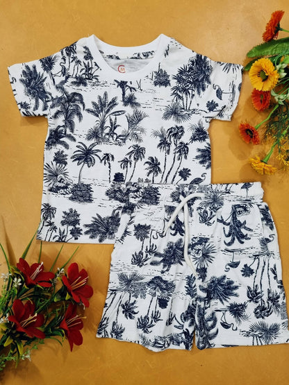 Boys & Girls Printed T-shirt & Pant 5Pcs Combo Set 002