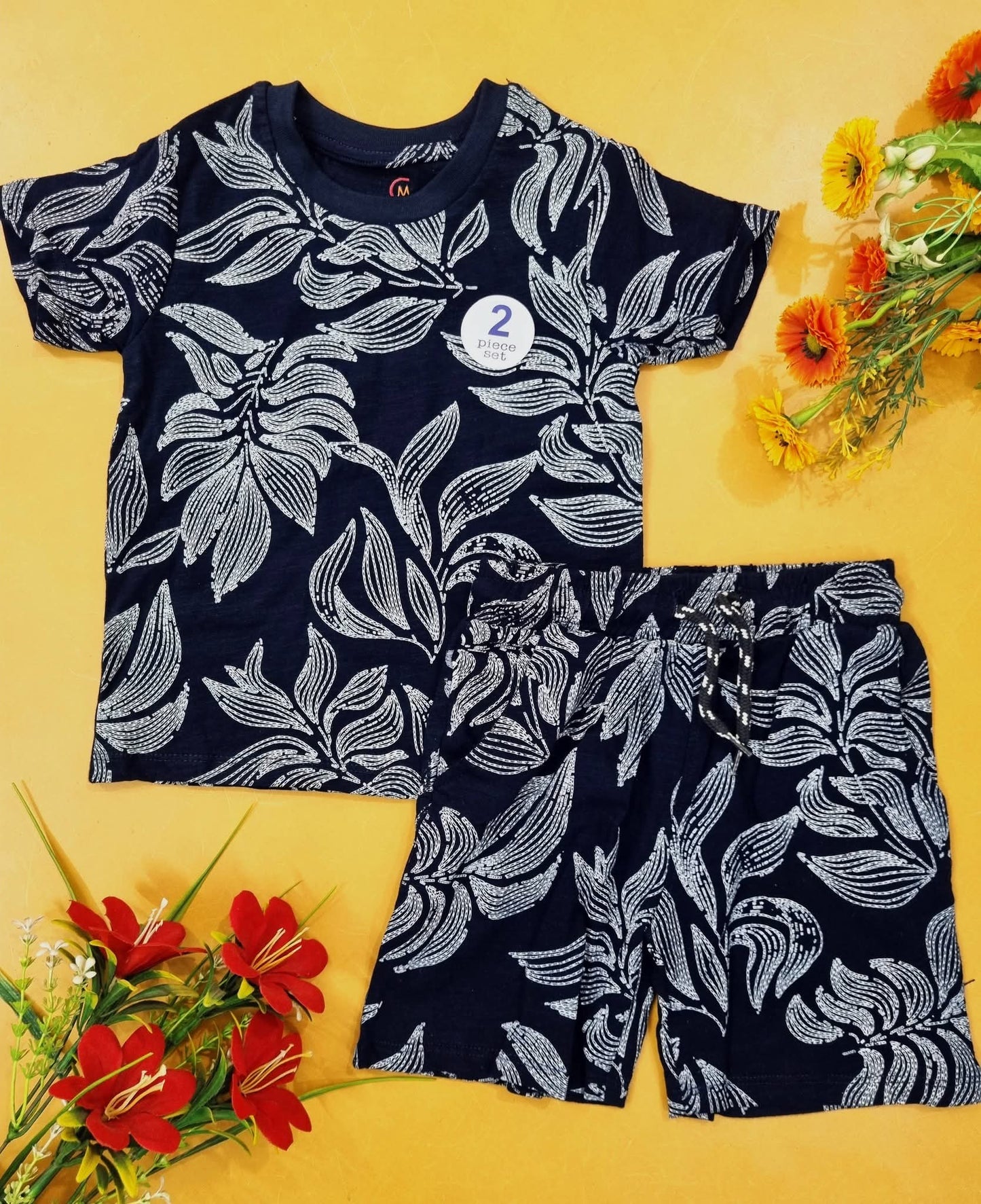 Boys & Girls Printed T-shirt & Pant 5Pcs Combo Set 002