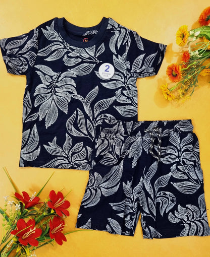 Boys & Girls Printed T-shirt & Pant 5Pcs Combo Set 002