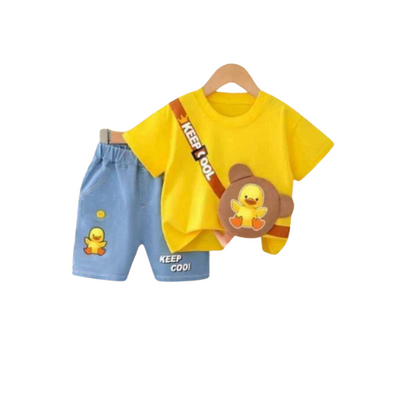 Boys & Girls Cute Duck Printed Matching T-Shirt & Shorts 2Pcs Set (3mths-6yrs)